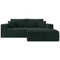 ECKSOFA Farese Mini mit Cordbezug Dunkelgrün, rechts - Dunkelgrün/Schwarz, Textil (167/240cm) - Selsey