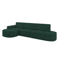 ECKSOFA mit Schlaffunktion Ottomane Links MARI L2-S 368X167X85 Grün Velours - Waldgrün/Schwarz, Holzwerkstoff/Kunststoff (368/167cm) - ALTDECOR