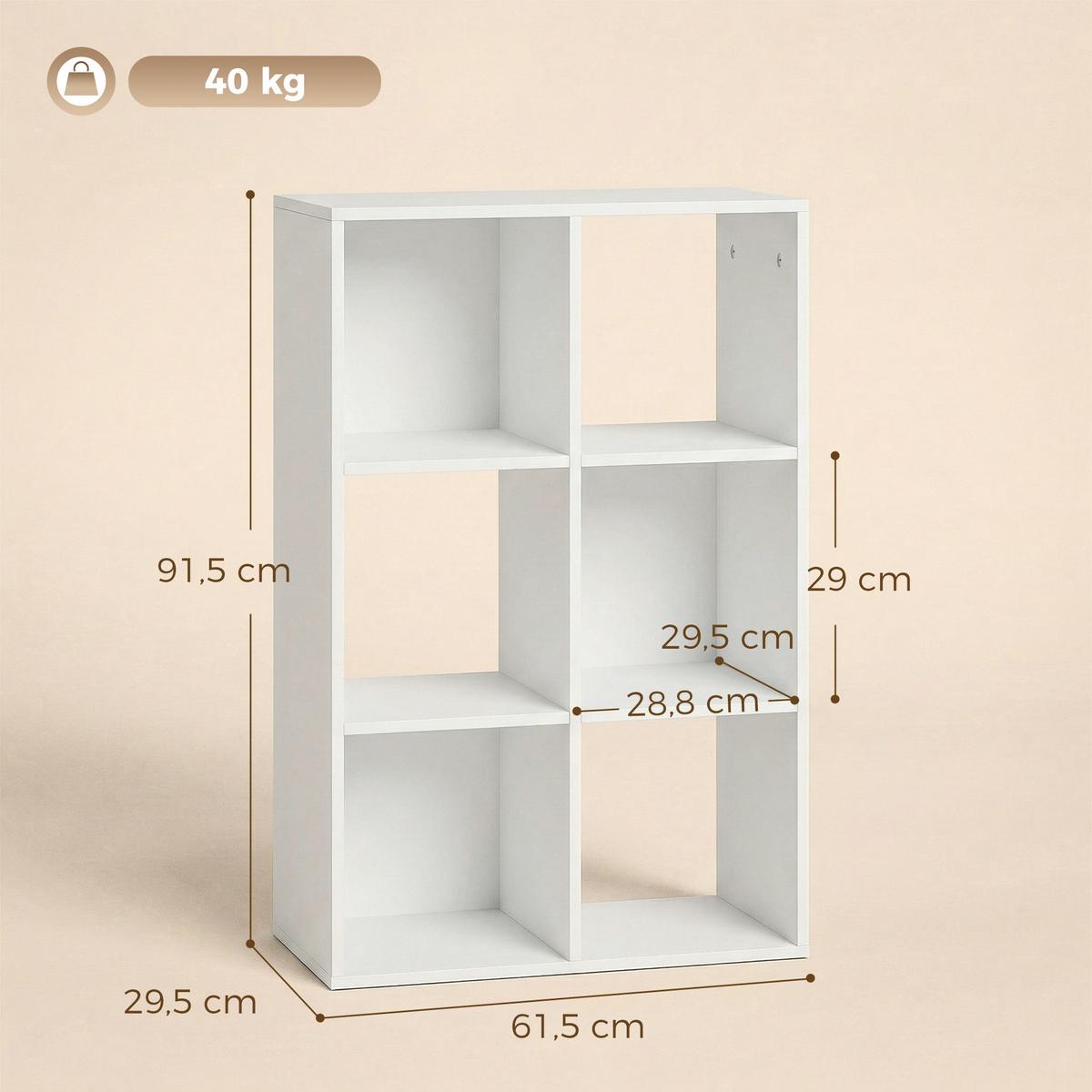 BÜCHERREGAL Spanplatte Weiß - Weiß, Holzwerkstoff (29.5/91.5/61.5cm) - HOMCOM