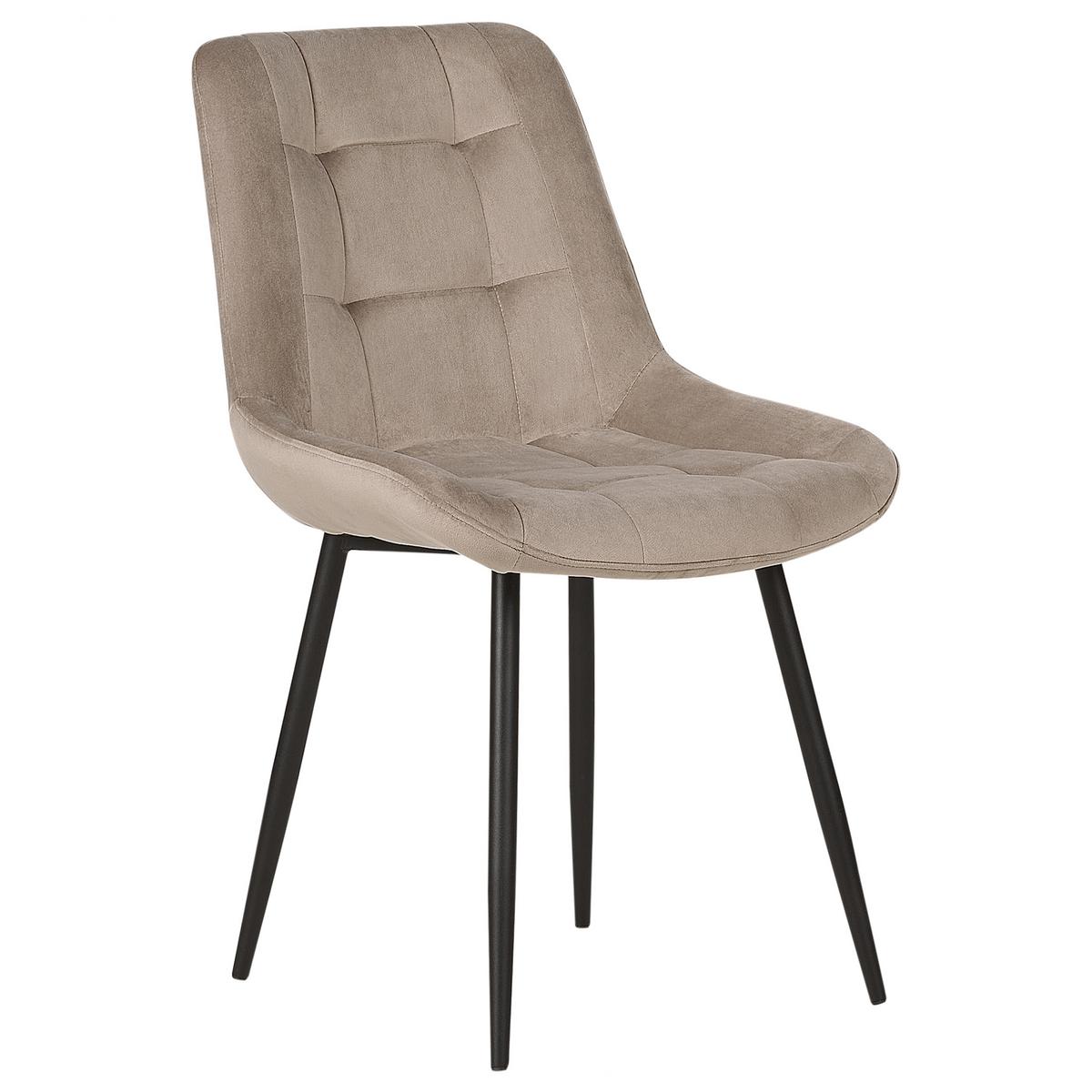 ESSZIMMERSTUHL 2er-Set Samtstoff taupe Melrose - Beige/Schwarz, Textil (55/85/61cm) - Beliani
