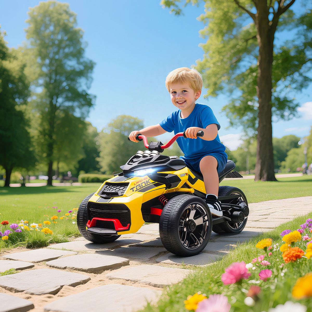 KINDER-ELEKTROQUAD 12V Kinderquad mit 3 Rädern, 2 Geschwindigkeiten, Gelb - Gelb, Kunststoff (113/74/63cm) - AIYAPLAY