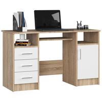 SCHREIBTISCH Eiche Sonoma, Weiß 74/124/52 - Weiß, Holzwerkstoff (125/55/74cm) - RAUMHIRSCH FURNITURE