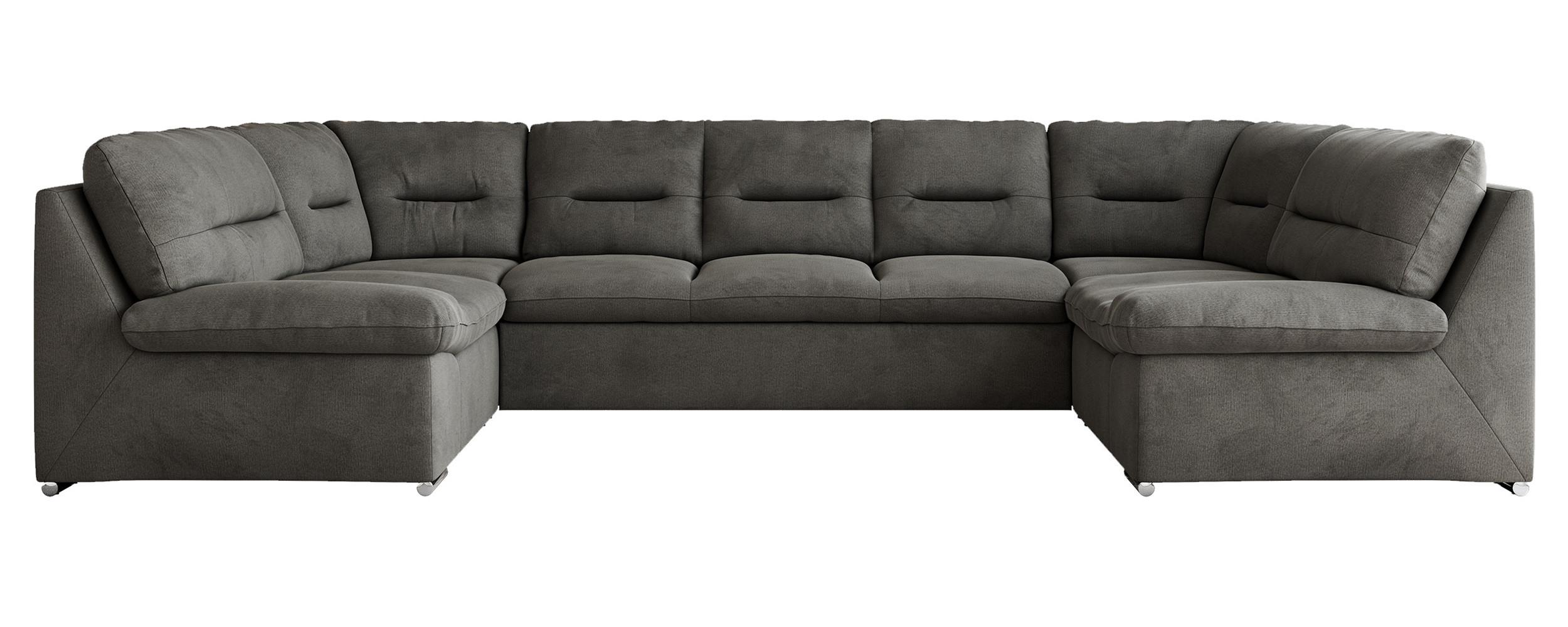 WOHNLANDSCHAFT MORBIDO U Dunkelgrau Velvet - Dunkelgrau/Silberfarben, Textil/Metall (340/93/206cm) - MKS