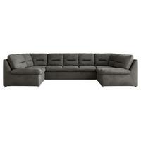 WOHNLANDSCHAFT COMODO U Dunkelgrau Velvet - Dunkelgrau/Silberfarben, Textil/Metall (340/93/206cm) - MKS