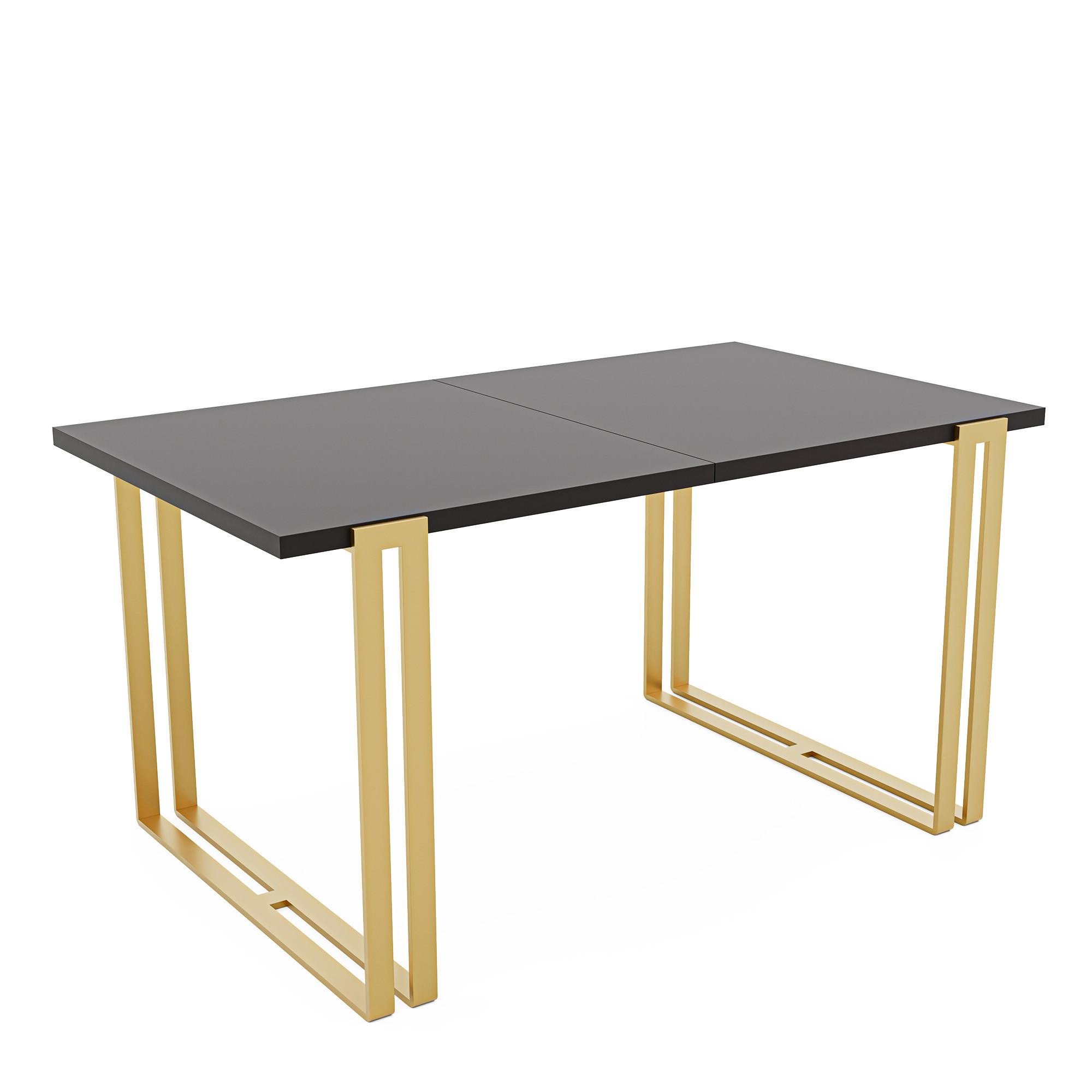 TISCH ausziehbar aus MDF, Schwarz - Goldfarben/Schwarz, Holzwerkstoff (140/80/76cm) - Idohome