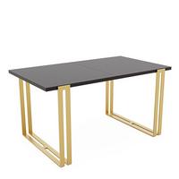 TISCH ausziehbar aus MDF, Schwarz - Goldfarben/Schwarz, Holzwerkstoff (140/80/76cm) - Idohome