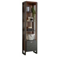BAD-REGAL Eiche Stirling, Matera grau, Badmöbel Hochschrank 49 x 202 cm - Eichefarben/Grau, Holzwerkstoff/Metall (49/202/33cm)