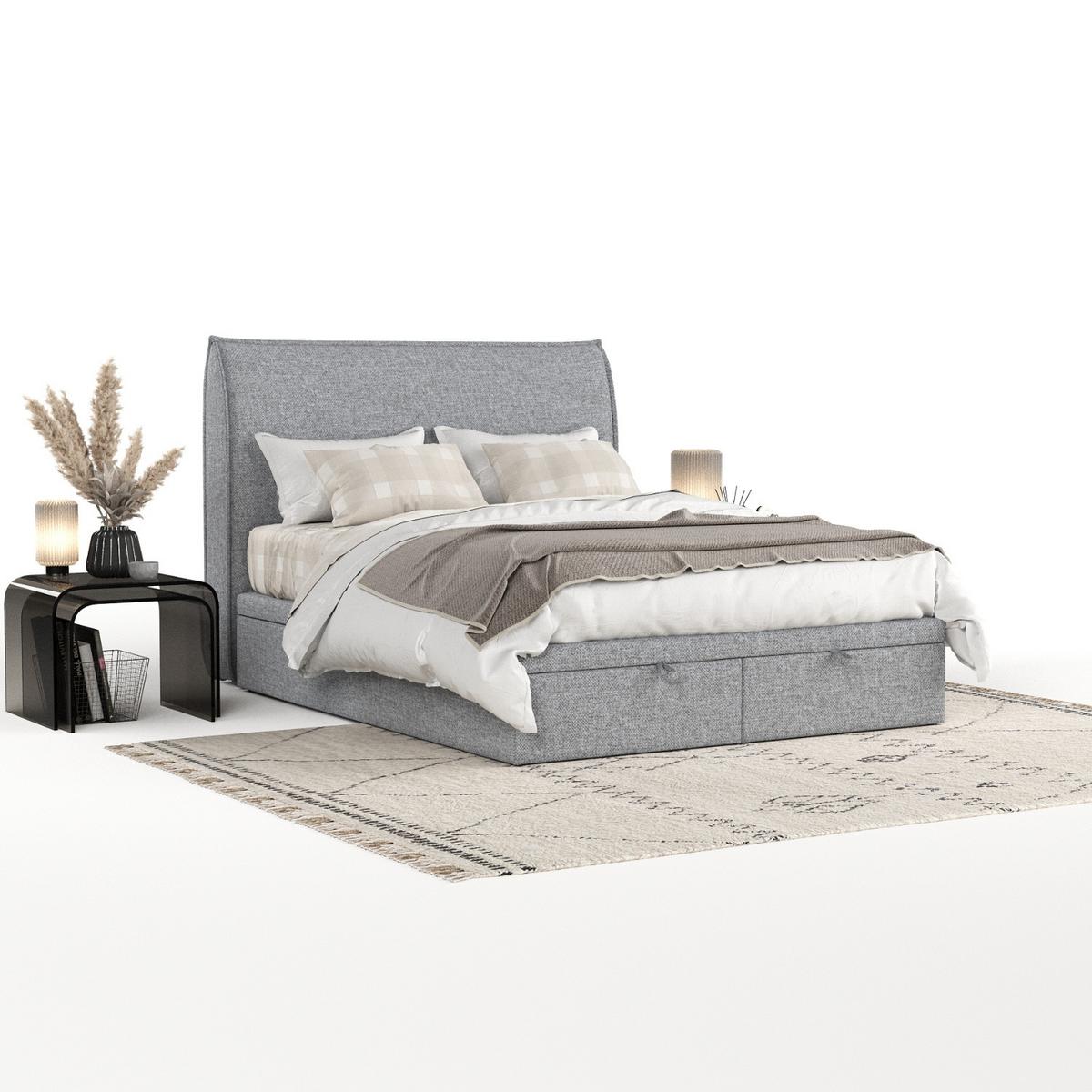 POLSTERBETT Tuvalu mit Stauraum 200/200 cm Grau im Alta Stoff - Schwarz/Grau, Holz/Holzwerkstoff (200/200cm) - AltaBeds