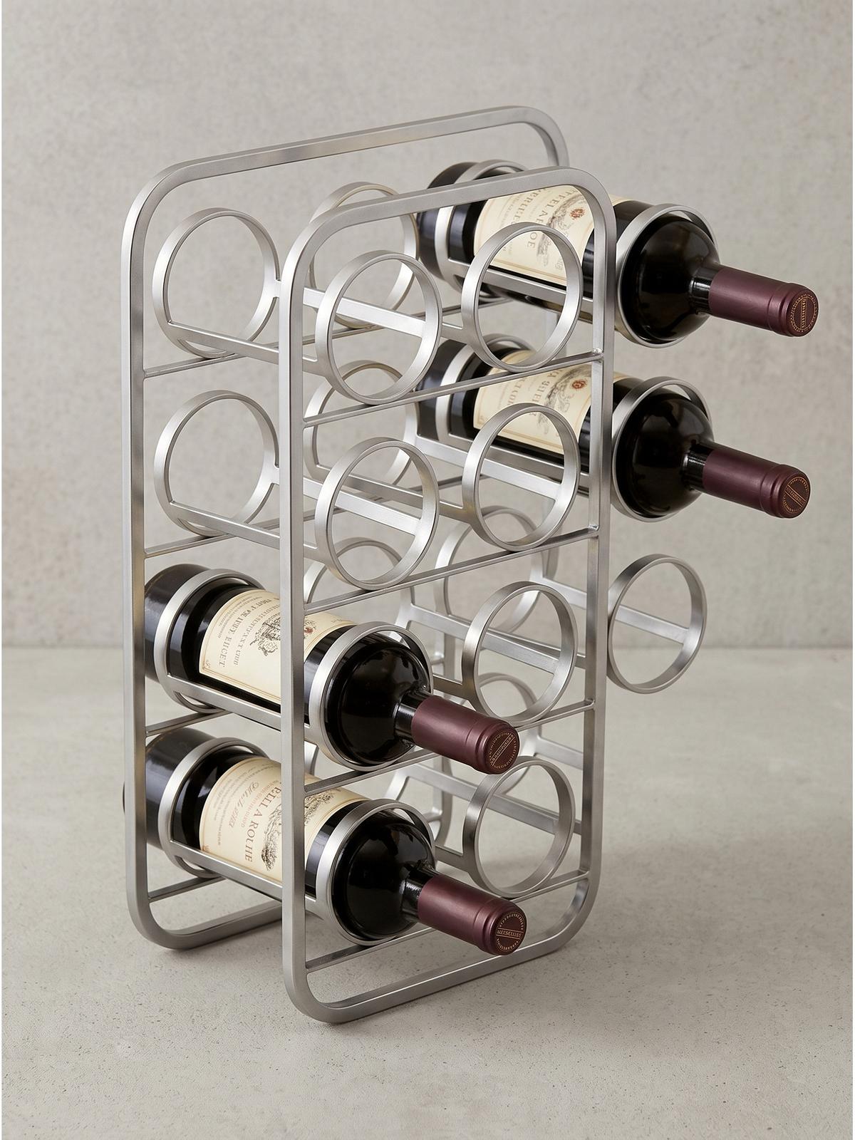 WEINFLASCHENREGAL POSITANO, Stahl, Silber, 34 x 15 x 47 cm - Silberfarben, Metall (34/47/15cm) - KADIMA DESIGN