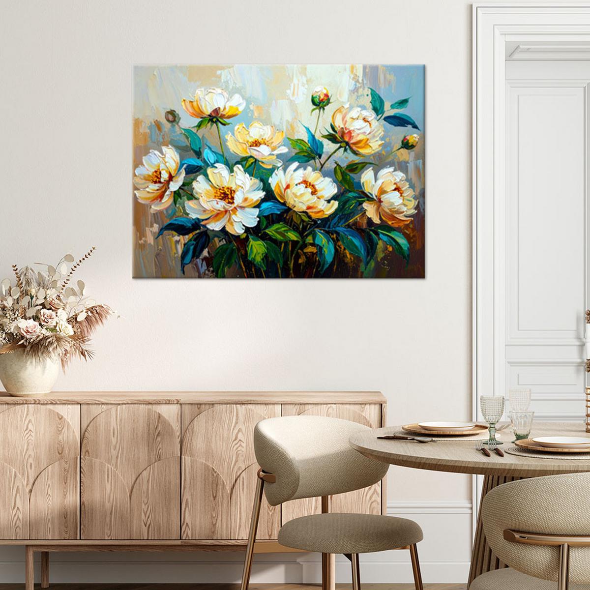LEINWANDBILD Blumenstrauß Grün Farbe 120x80cm - Multicolor, Textil (120/80cm) - Feeby