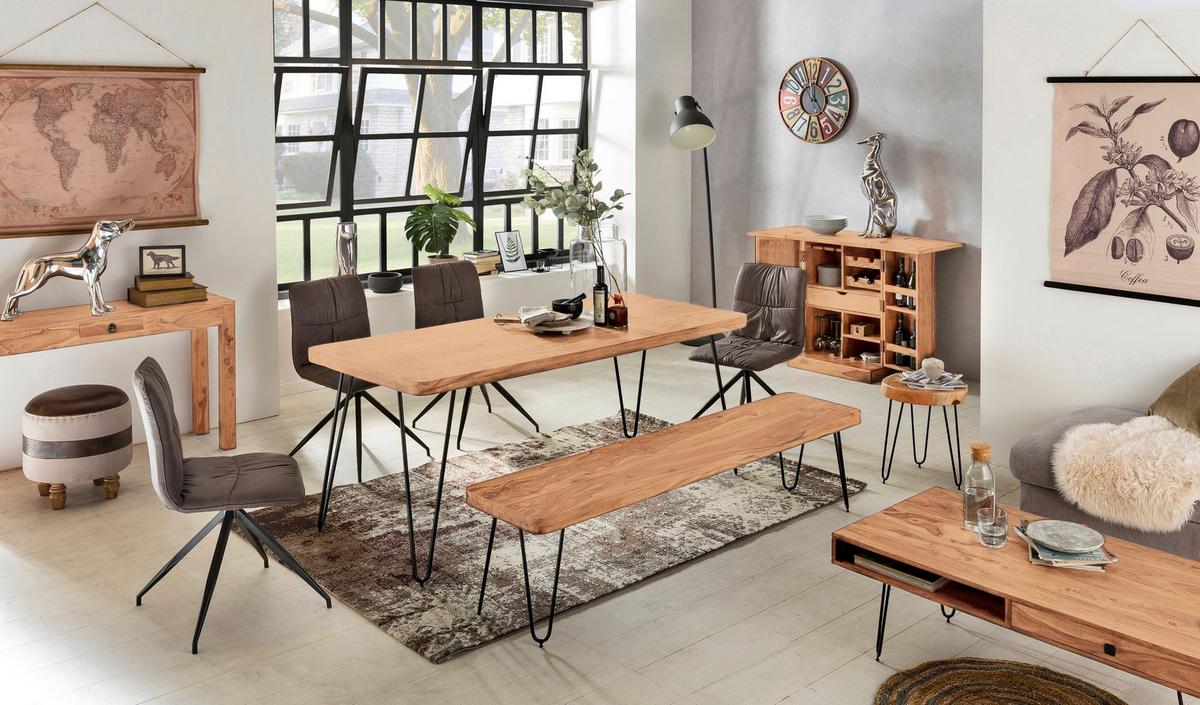 HAUSBAR aus Massivholz mit Klappfunktion und Stauraum für Flaschen und Gläser, Akazie 65x50x91 cm - Akaziefarben, Holz (65/91/50cm) - KADIMA DESIGN