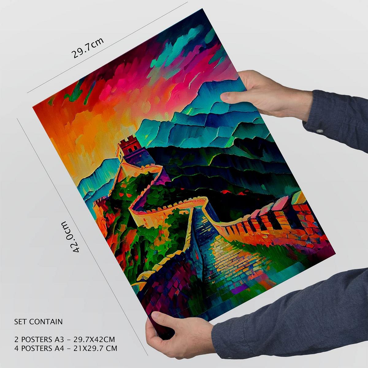 POSTER Set Mit 6 Weg Im Ölgemälde Stil A3 & A4 Rahmenlos - Klar, Papier (29/3cm) - Nacnic
