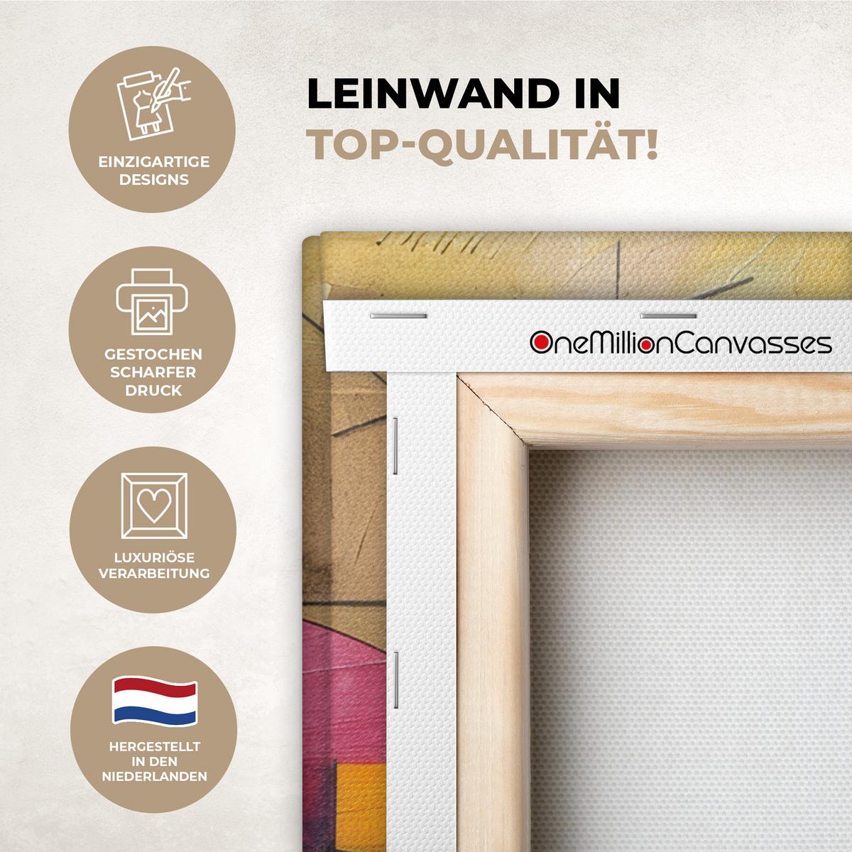 LEINWANDBILD Kunst - Abstrakt - Modern Wandbild Wohnzimmer 50x50 cm - Gelb, Textil (50/50cm) - MuchoWow