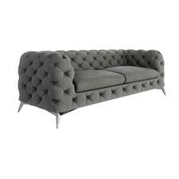 CHESTERFIELD-SOFA 3-Sitzer Laura Grau Samt - Silberfarben/Grau, Holz/Textil (225/75/100cm) - S-Style Möbel