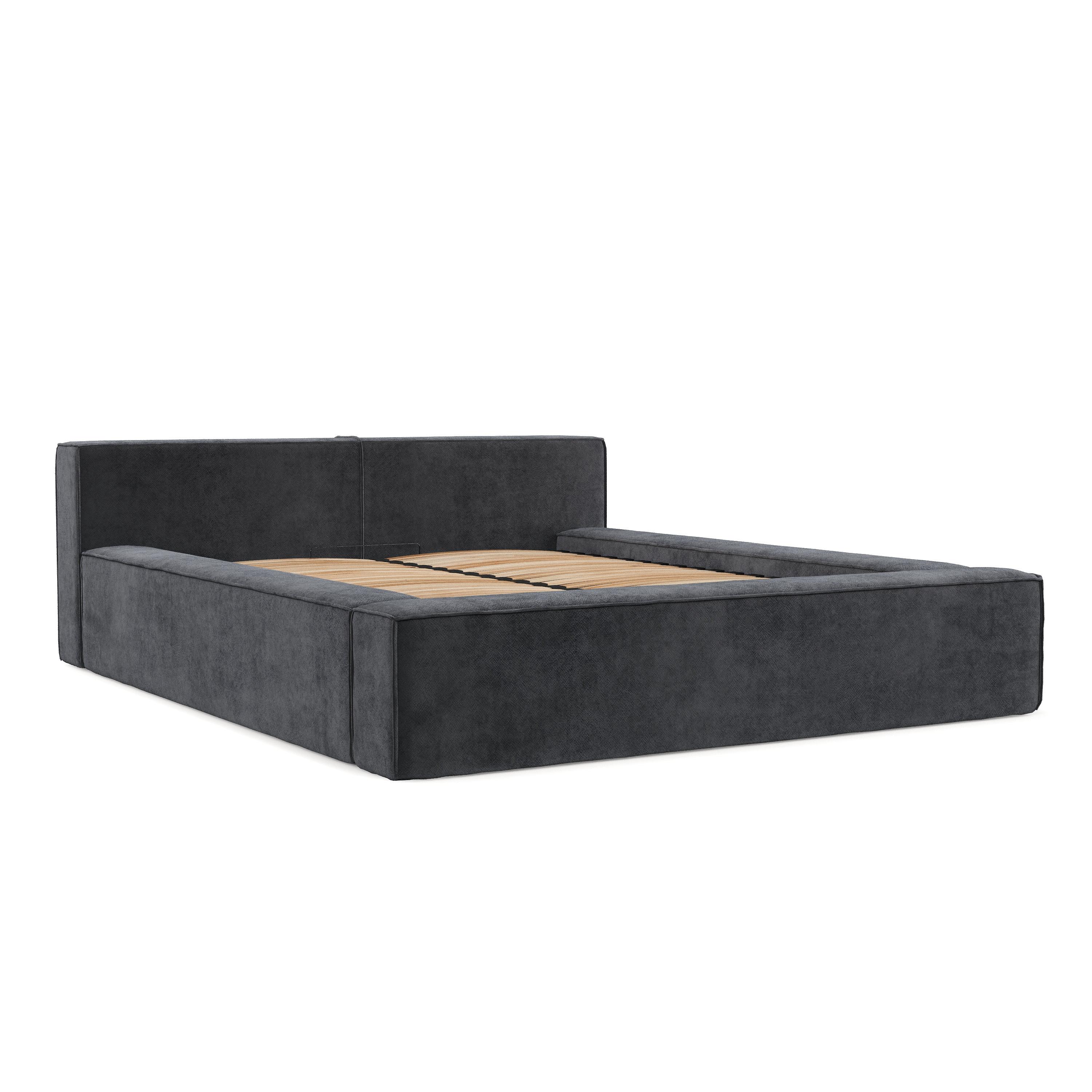 POLSTERBETT Casto mit Stauraum 200/200 cm Anthrazit im Terra NW Stoff - Anthrazit/Schwarz, Holz/Holzwerkstoff (200/200cm) - AltaBeds