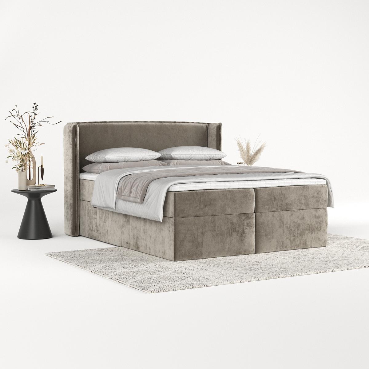 BOXBETT Viva 160/200 cm Beige im Lotta Stoff - Beige/Schwarz, Holz/Holzwerkstoff (160/200cm) - AltaBeds