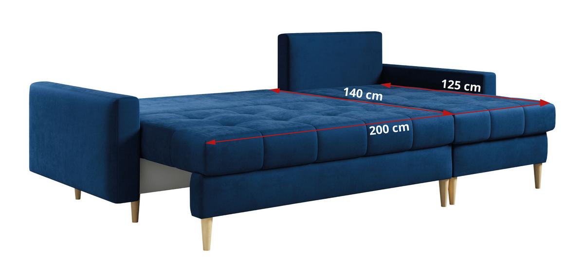 ECKSOFA Astra Dunkelblau Velvet - Dunkelblau/Braun, Holz/Textil (220/140cm) - MKS