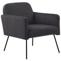 SESSEL Samtstoff Grau Narken - Grau, Textil/Metall (72/77/76cm) - Beliani