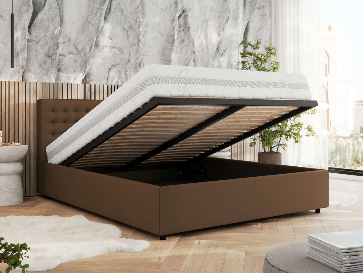 POLSTERBETT PAVO CLASSIC 140/200 - Braun Kunstleder - Multipocket-Matratze - Braun, Textil (140/200cm) - MKS