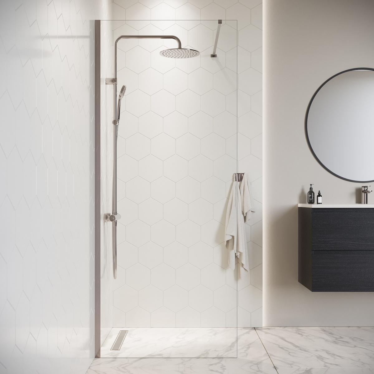 DUSCHWAND Florida - 60 x 200 cm - Chrom - Walk-In Duschabtrennung aus Sicherheitsglas - Chromfarben, Glas (60/200cm) - Badplaats