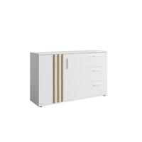 KOMMODE TECTONIC 119,8/72,7/35cm mit 3 Schubladen 2 Türen Weiß - Weiß, Holzwerkstoff (119.8/72.7/35cm) - MASSENO