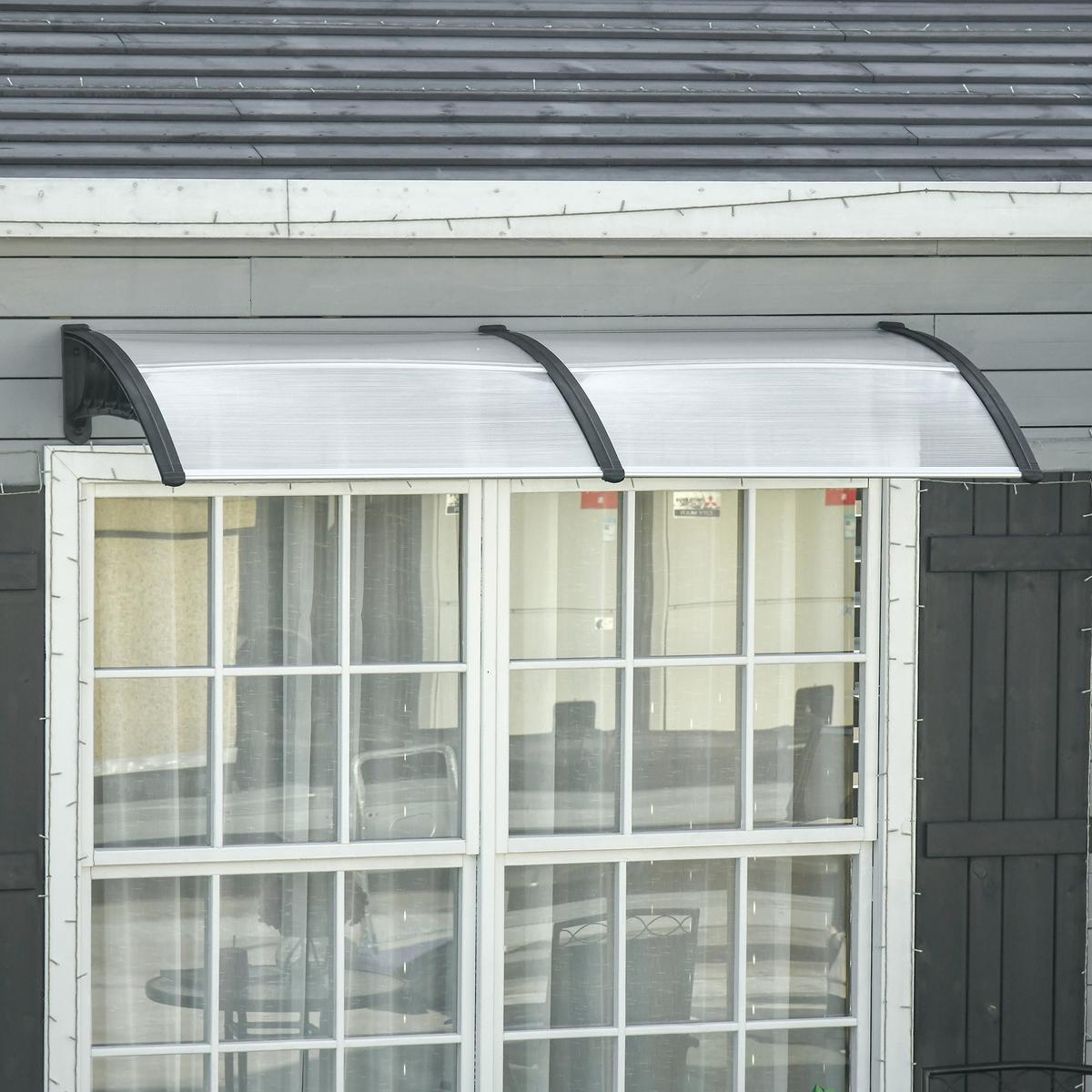PULTVORDACH, Sonnenschutz und Regenschutz, 200 x 96 x 27 cm, Schwarz - Transparent, Kunststoff (200/27/96cm) - Outsunny