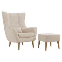 SESSEL Estjano mit Fußbank - Beige, Holz/Textil (80/106/95cm) - MIRJAN24