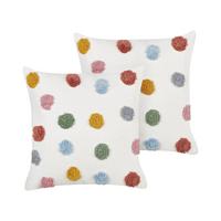 DEKOKISSEN 2er-Set Weiß 45/45 cm Wallflower - Multicolor/Weiß, Naturmaterialien (45/45cm) - Beliani