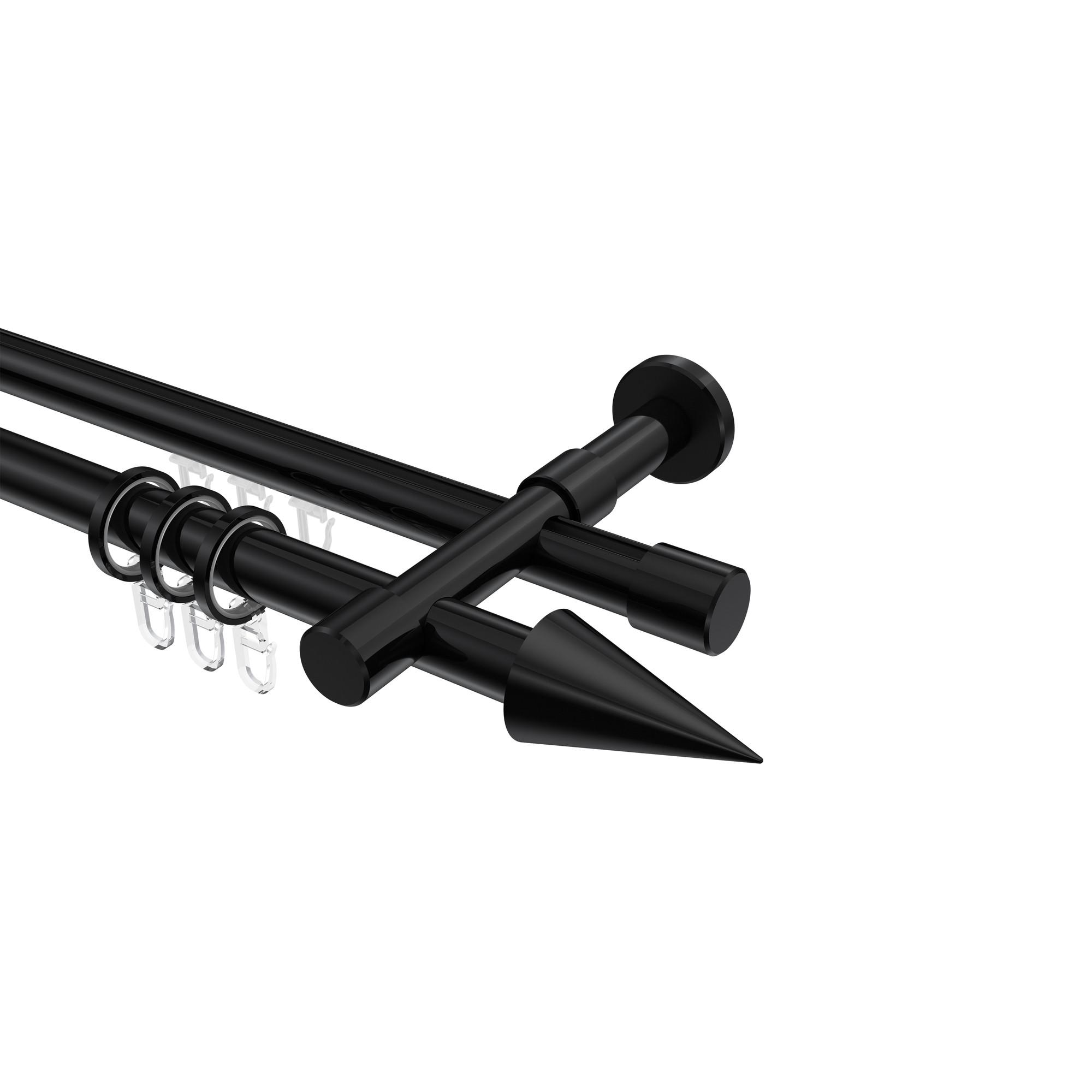 GARDINENSTANGE RUNDROHR-INNENLAUF Prestige Savio 180 cm, 2-läufig, 20 mm Ø Schwarz - Schwarz, Metall (180cm) - INTERDECO