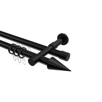 GARDINENSTANGE RUNDROHR-INNENLAUF Prestige Savio 180 cm, 2-läufig, 20 mm Ø Schwarz - Schwarz, Metall (180cm) - INTERDECO