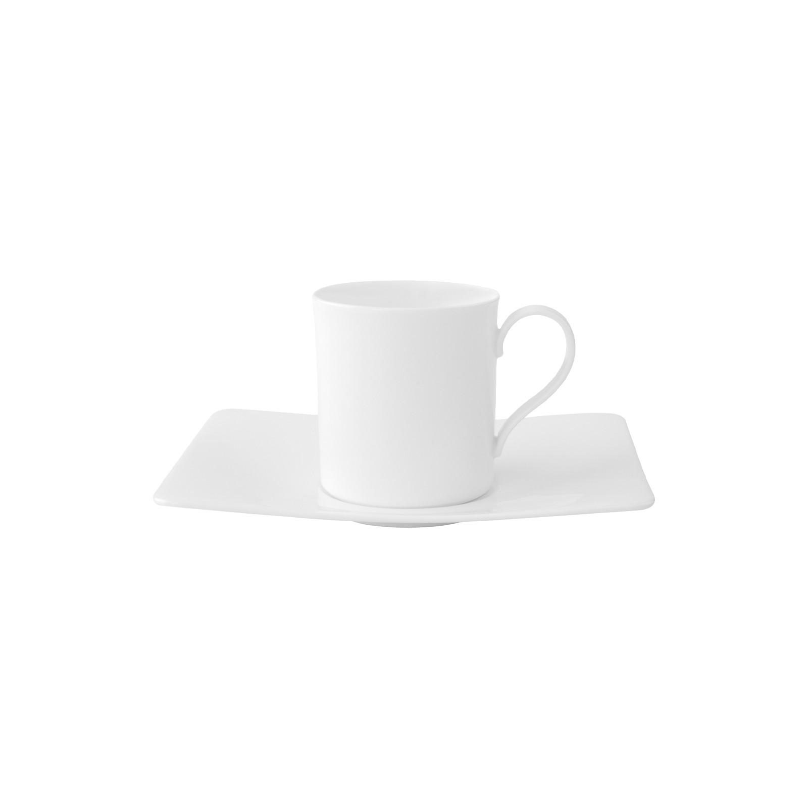 KAFFEETASSE MIT UNTERTASSE Modern Grace weiß 170 ml - Weiß, Keramik (14/9.7/17cm) - Villeroy & Boch