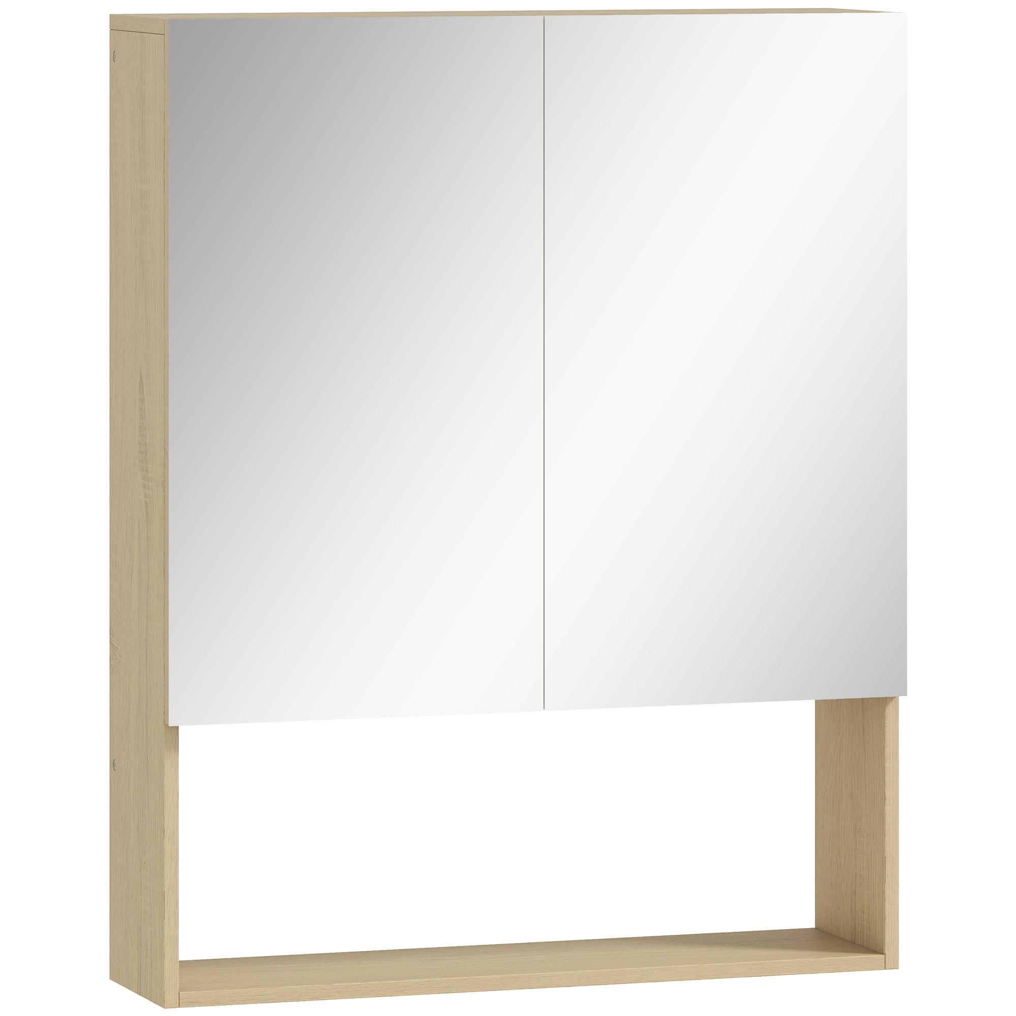 SPIEGELSCHRANK Spanplatte Glas Eiche - Eichefarben, Glas/Holzwerkstoff (60/75/16.6cm) - HOMCOM
