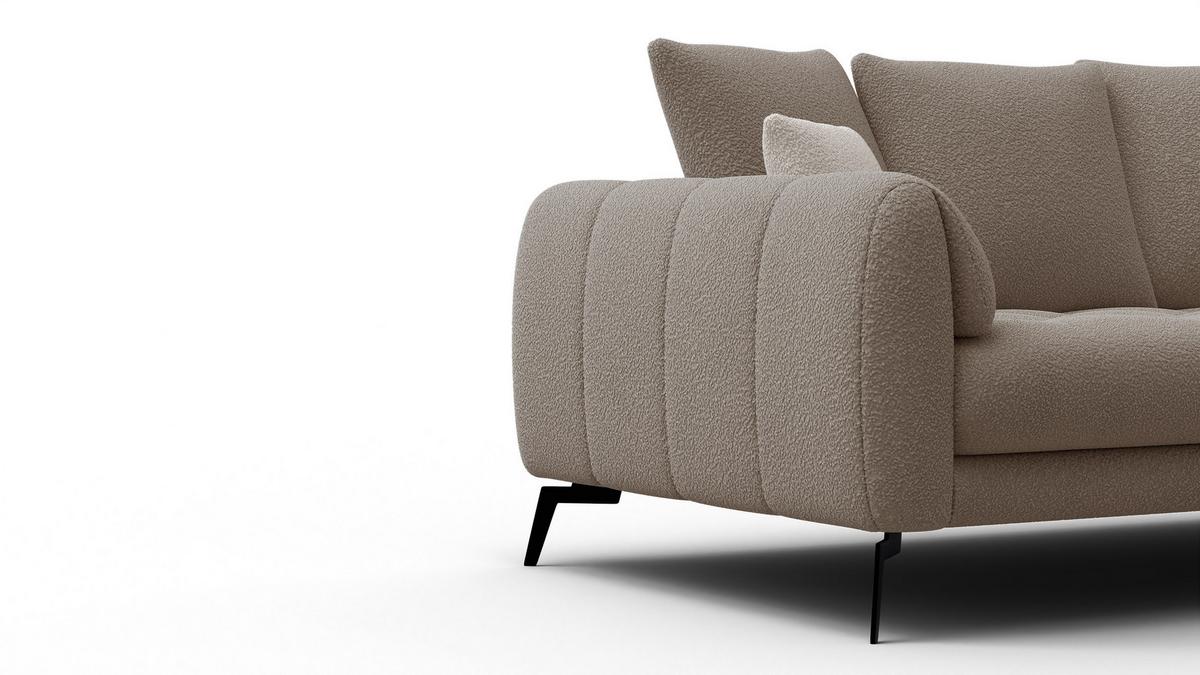 SOFA CALME 2,5-Sitzer, creme - Creme/Schwarz, Holz/Textil (199/92/108cm) - Wozimo