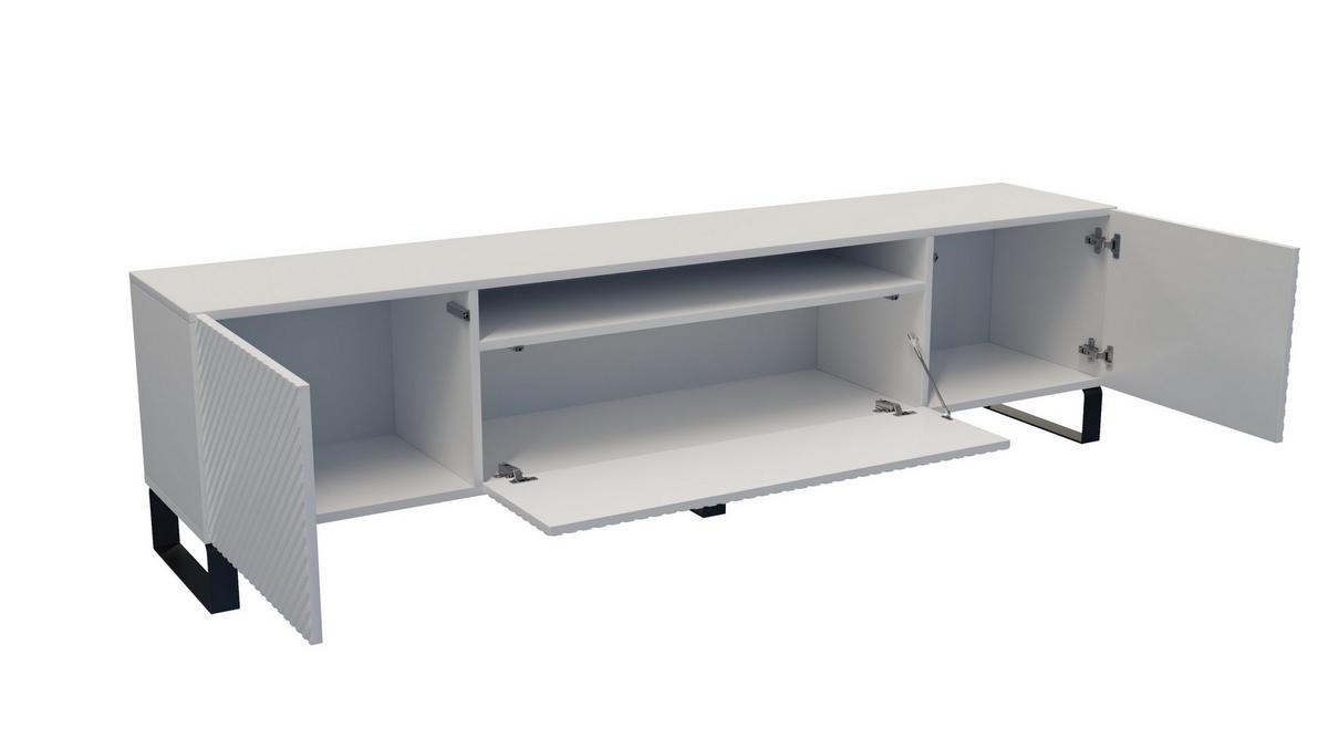 LOWBOARD CAVA 200/41/40 cm, Stand-TV-Schrank Weiß - Weiß, Holzwerkstoff (200/41/40cm) - MASSENO