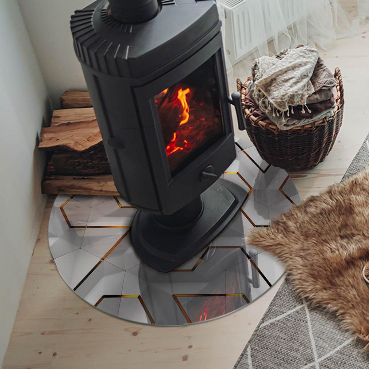 GLASPLATTE für Kamin Ø 70 cm - Weiß, Glas (70/70/0.4cm) - TULUP