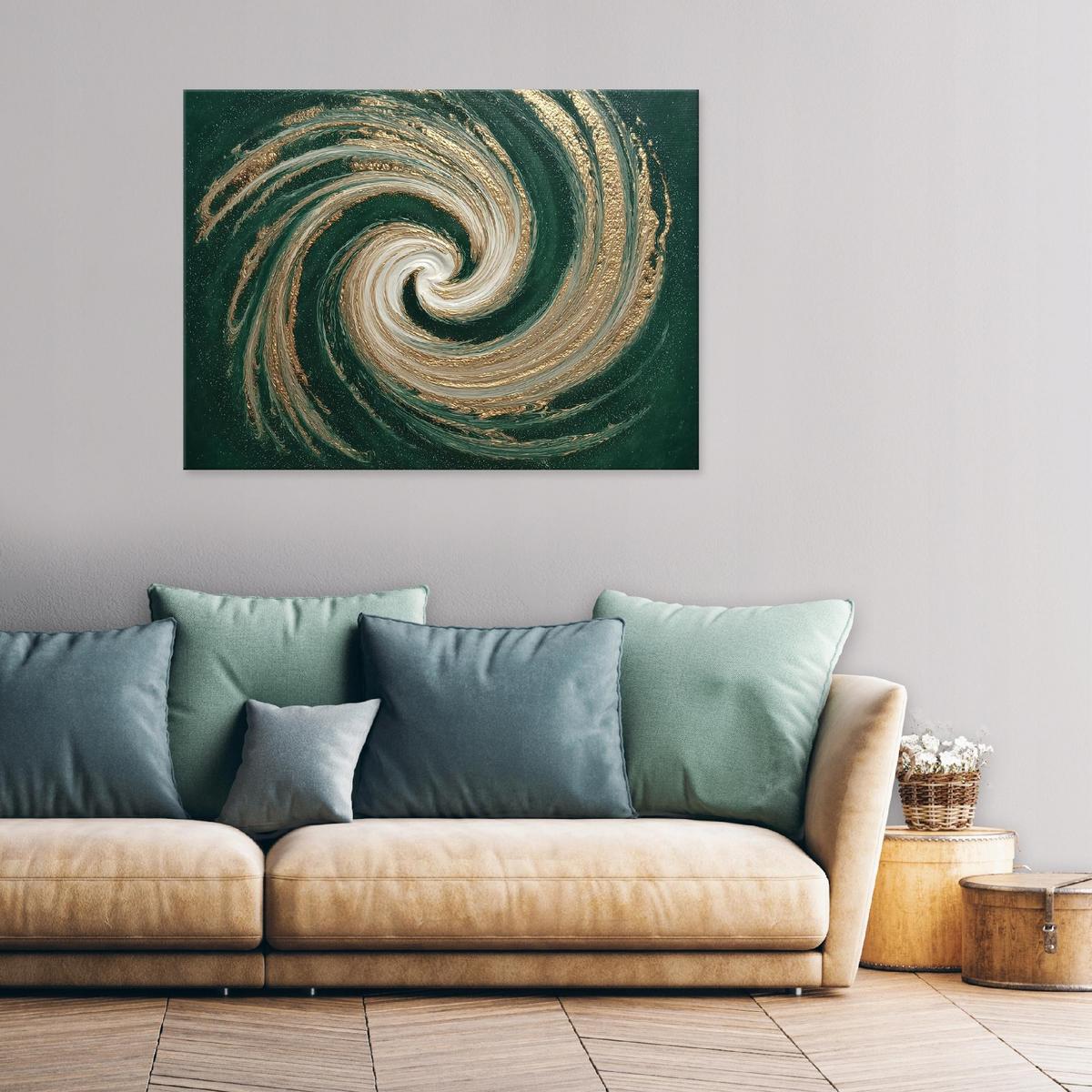 LEINWANDBILD Abstrakt Morceau Grün 100x70 cm - Multicolor, Holzwerkstoff (100/70cm) - Wallarena