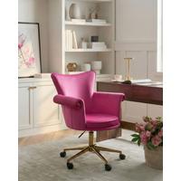 SCHREIBTISCHSTUHL Samtstoff Fuchsia Velencia - Pink, Textil (64/85/60cm) - Beliani