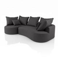 SOFA Tirano Samt Dunkelgrau mit Ottomane links - Dunkelgrau, Textil (102/300cm) - Juskys