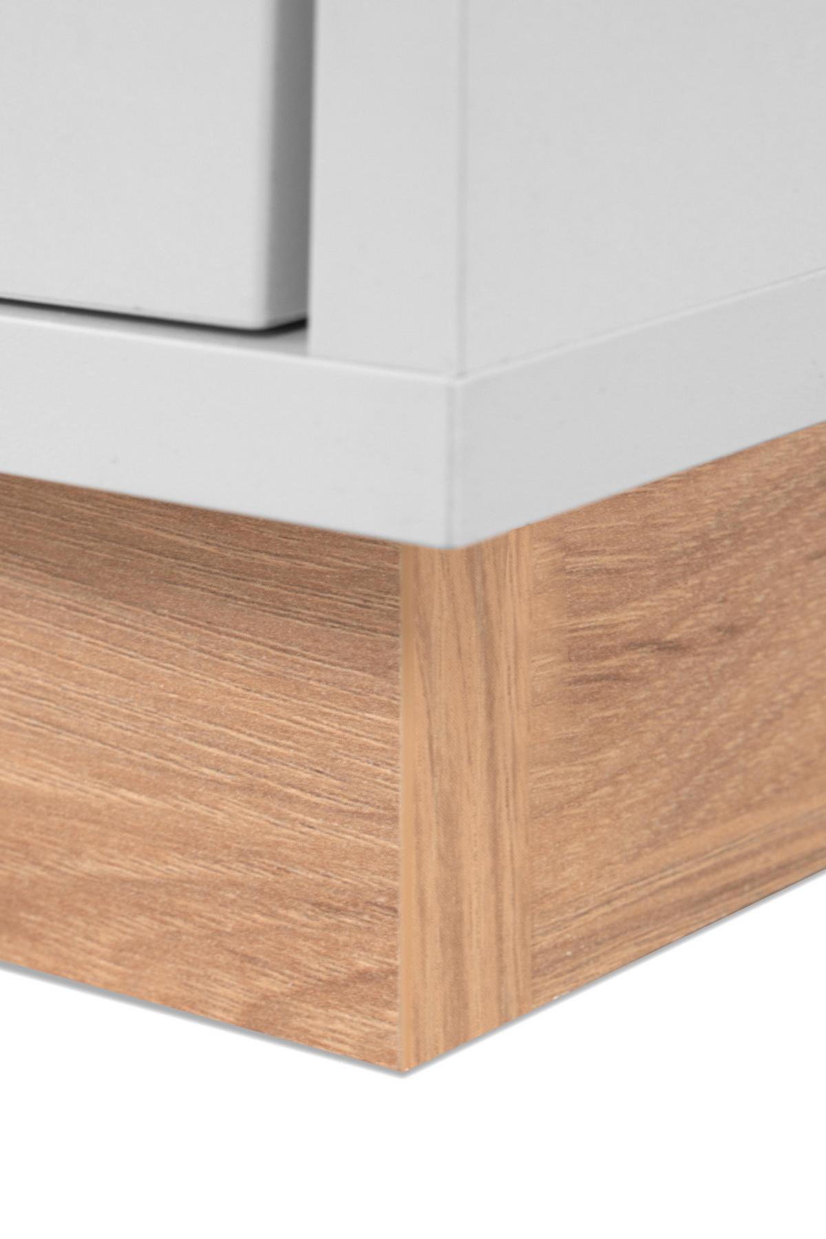 KOMMODE grau, Hickory Walnuss 82 cm, Sideboard 2-türig - Walnussfarben/Grau, Holzwerkstoff/Metall (82/94/40cm) - Furn.Design
