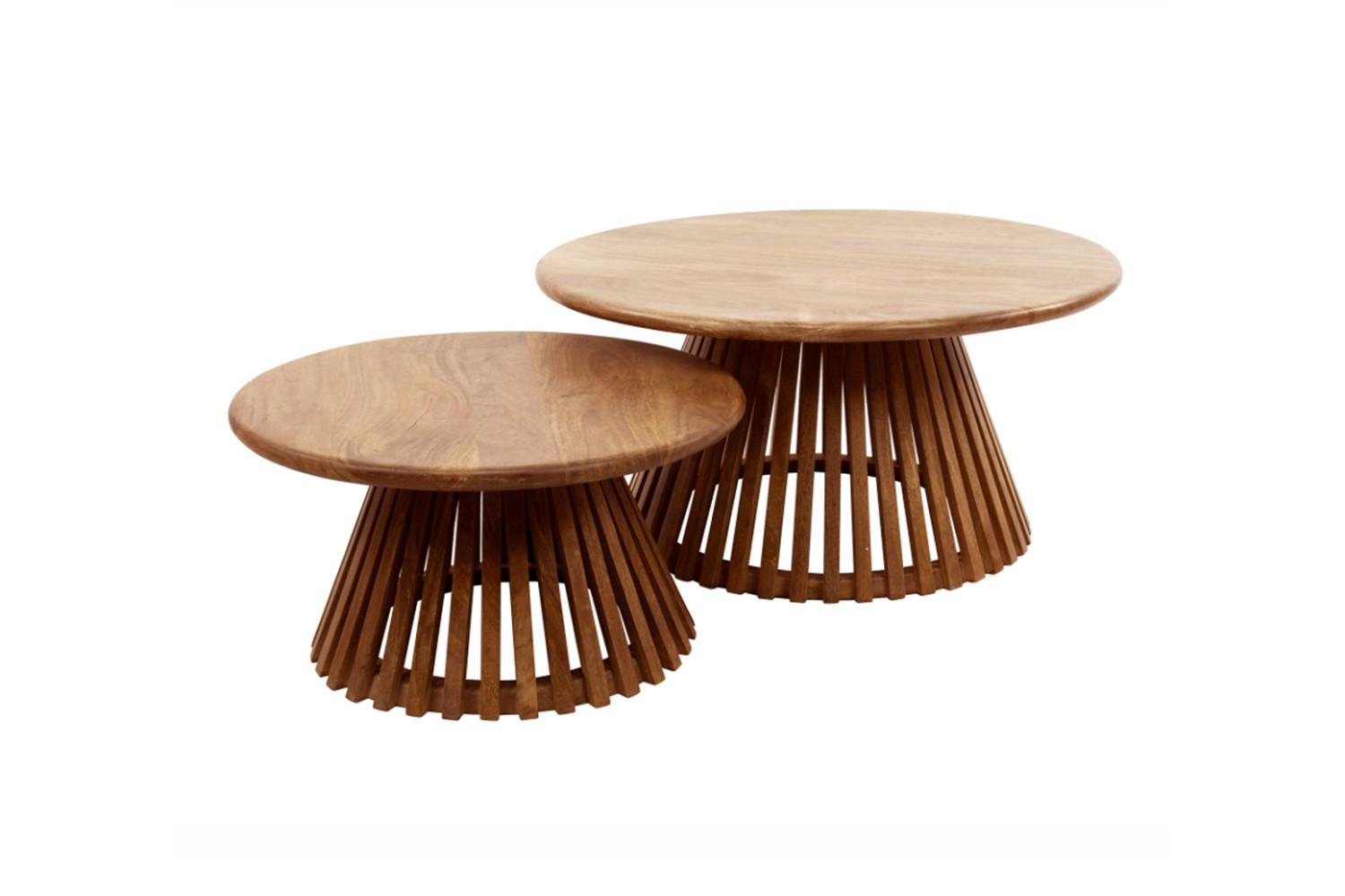COUCHTISCH LANI 2ER SET Braun Mango - Braun, Mangoholz/Holz (80/80/40cm) - KAWOLA