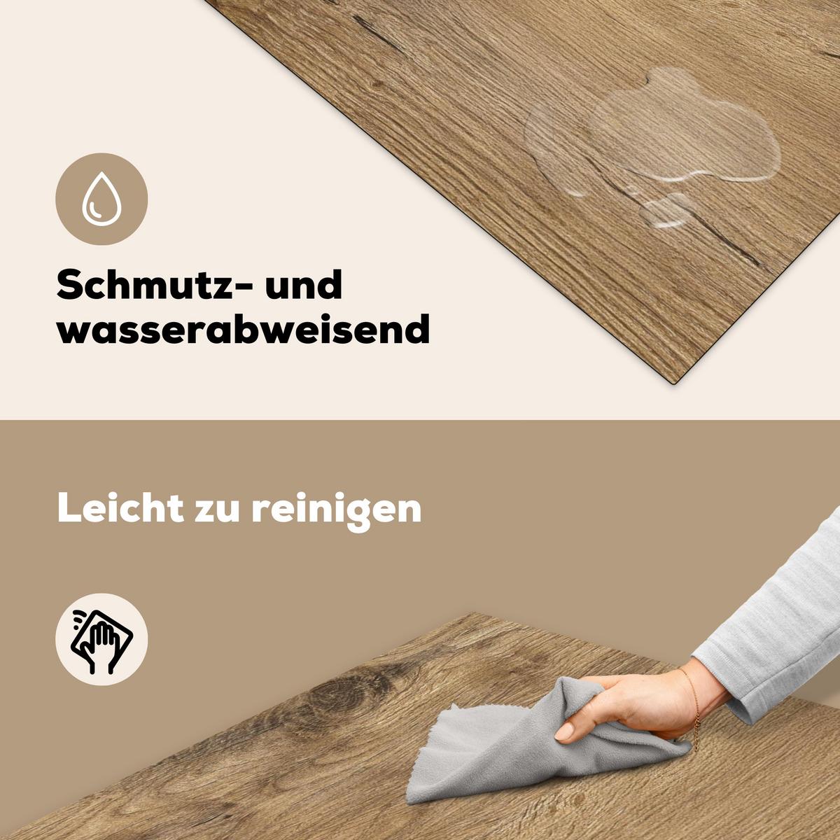 HERDABDECKPLATTE Holz - Braun - Holzoptik Induktionsmatte 78x78 cm - Eichefarben, Kunststoff (78/78/0.2cm) - MuchoWow