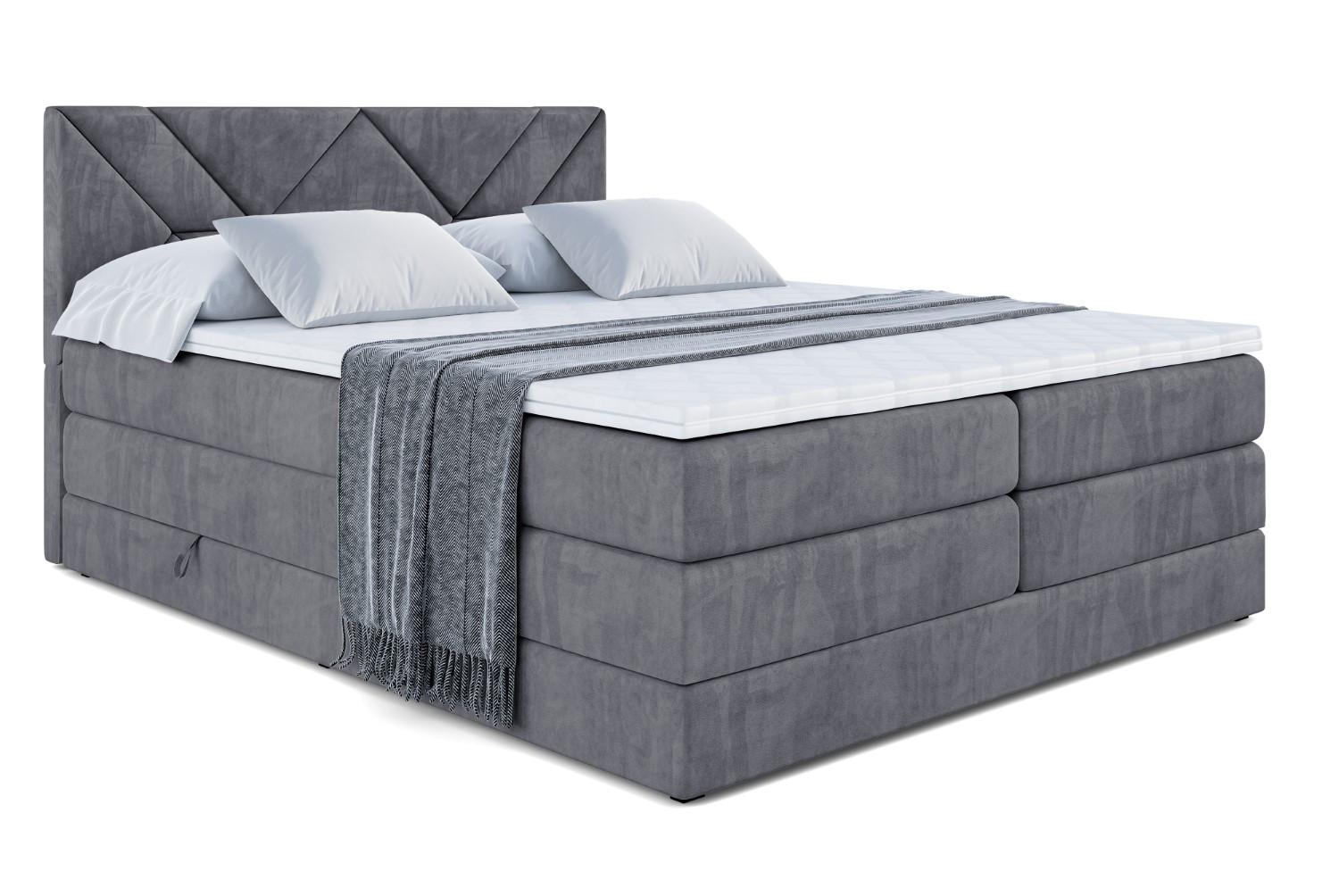 BOXSPRINGBETT BARWA KING - 140x200 - H3/H4 - Dunkelgrau - Dunkelgrau, Holzwerkstoff (140/200cm) - ALTDECOR