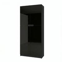BÜROSCHRANK Logan Fronten in Schwarz Hochglanz - Schwarz Hochglanz, Holzwerkstoff (82/184/37cm) - Vladon
