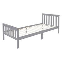 HOLZBETT 90x200 cm Hellgrau aus Kiefernholz mit Lattenrost - Hellgrau, Holz (90/200cm) - ML-DESIGN