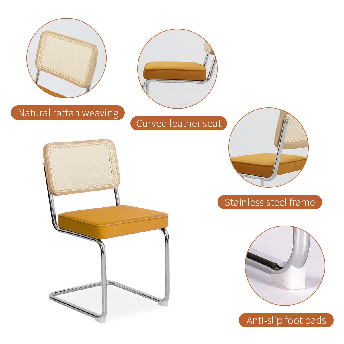 ESSZIMMERSTUHL 2er set stoff rattan verchromtes gestell freischwinger - Orange, Textil (53/84.6/46.4cm) - Urban Meuble