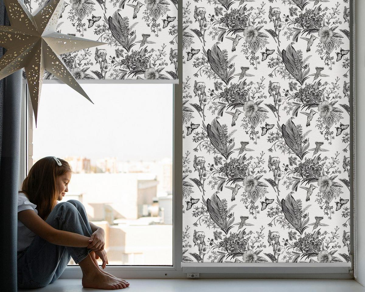 INNENROLLO - Fensterrollo - Rollo - 90x180 cm - Gezeichnete Natur - Grau, Kunststoff (90/180/0.5cm) - TULUP