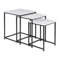 BEISTELLTISCH-SET 3 TLG. Trollhättan - Schwarz/Weiß, Holzwerkstoff/Metall (50/50/60cm) - [en.casa]