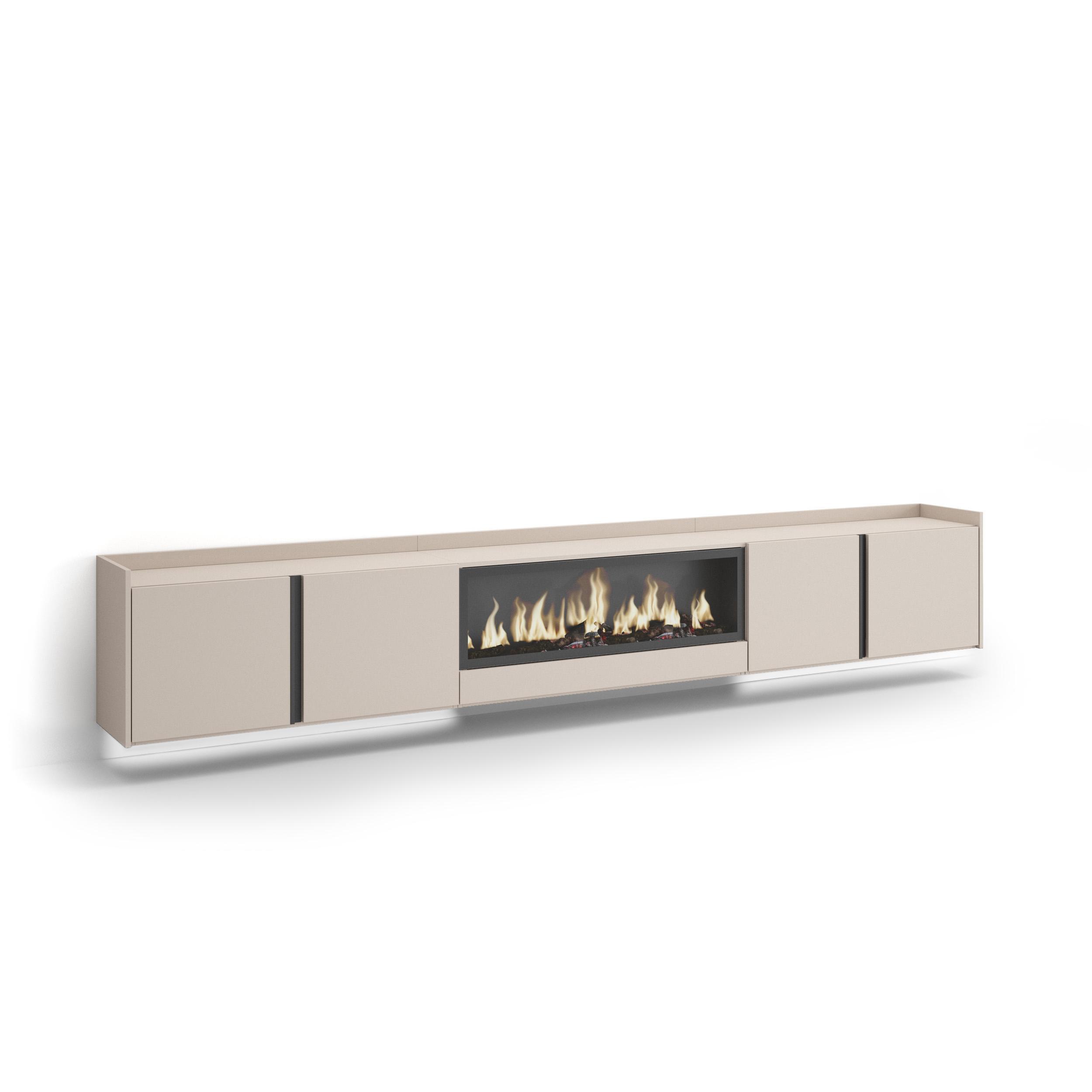 LOWBOARD, Beige, 315/35/50cm, Kamin mit Feuereffekt XXL - Beige, Holzwerkstoff (315/50/35cm) - Skraut Home