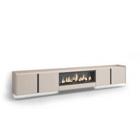 LOWBOARD, Beige, 315/35/50cm, Kamin mit Feuereffekt XXL - Beige, Holzwerkstoff (315/50/35cm) - Skraut Home