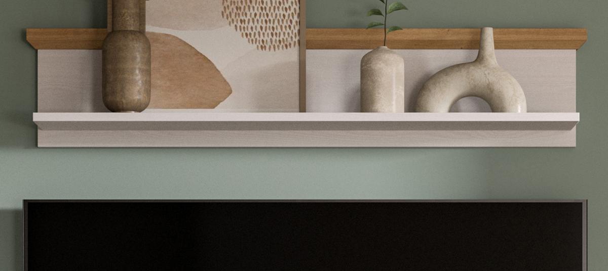 WANDBOARD Lärche weiß, Eiche Artisan 110 cm, Wandregal im Landhaus-Stil - Eiche Artisan/Weiß, Holzwerkstoff/Metall (110/23/18cm) - Inn.Furn